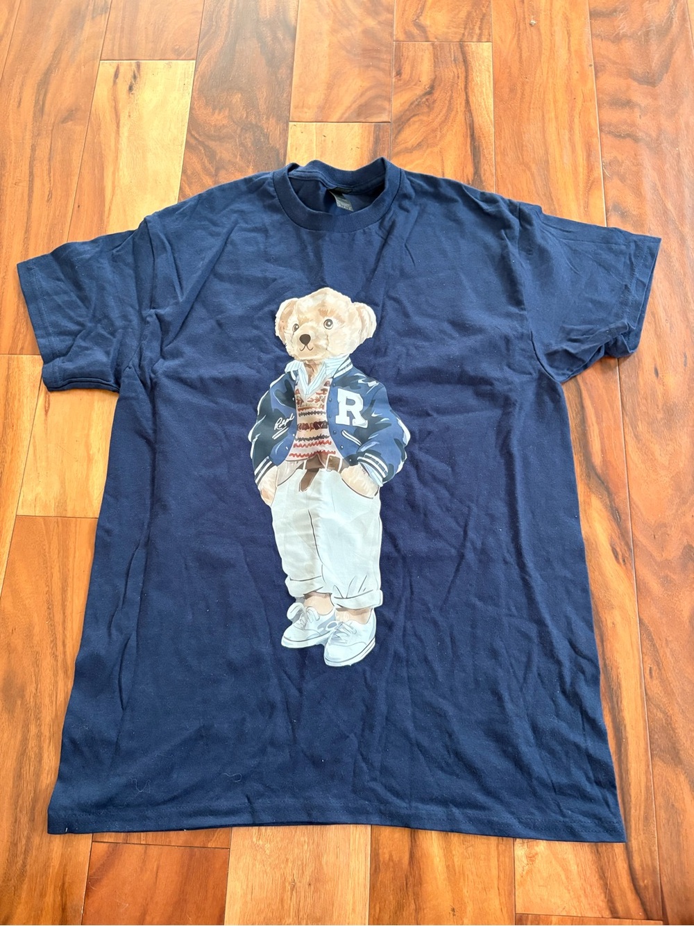 Navy Bear Graphic Short Sleeve Tee - Casual Shirt